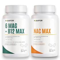 Maxfor Combo Nac Max 6 Magnésios B12 Max 60 Cápsulas Vitamina B12, Metilcobalamina Maxfor Combo Nac Max 6 Magnésios B12 Max 60 Cápsulas Vitamina B12, Metilcobalamina