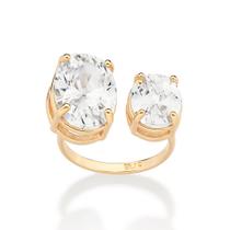 Maxi anel ajustável banhado a ouro BRANCO 513521 Rommanel Maxi anel ajustável banhado a ouro BRANCO 513521 Rommanel