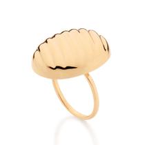 Maxi Anel Botão Oval Abaulado Banhado a Ouro Rommanel 513636 Tamanho:14Cor:Dourado