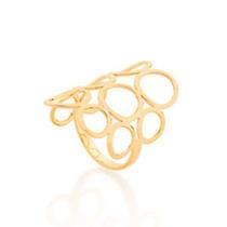 Maxi anel círculos vazados banhado a ouro 18k Cód. 5110482800 TAM 28
