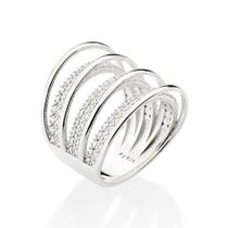 Maxi anel de prata 925 com zircônias BRANCO 810210 Rommanel