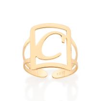 Maxi anel letra ajustável 18k Letra c 513298 Rommanel