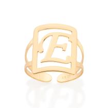 Maxi anel letra ajustável 18k Letra e 513298 Rommanel Maxi anel letra ajustável 18k Letra e 513298 Rommanel