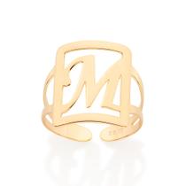 Maxi anel letra ajustável 18k Letra m 513298 Rommanel