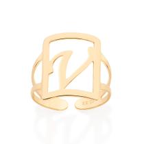 Maxi anel letra ajustável 18k Letra v 513298 Rommanel Maxi anel letra ajustável 18k Letra v 513298 Rommanel