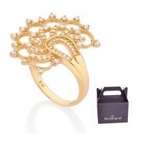 Maxi Anel Meia Flor de Lótus com Zircônia Rommanel 513513