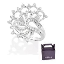 Maxi Anel Meia Flor de Lótus Com Zircônia Rommanel 810313