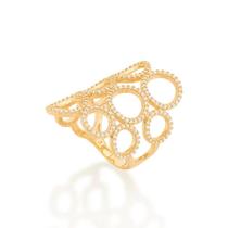 Maxi Anel Rommanel Círculos Folheado Ouro e Zircônia 512979