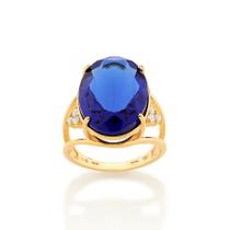 Maxi Anel Rommanel Folheado a Ouro com Cristal 512950