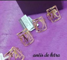 Maxi anel Rommanel letra ajustável folheado a ouro 513298