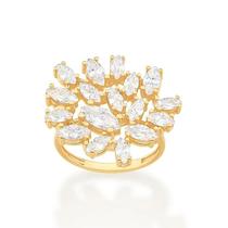 Maxi Anel Rommanel Luxo Folheado a Ouro com Zircônias 512957