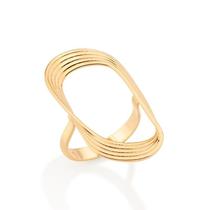Maxi Anel Rommanel Oval Torcido Folheado a Ouro 513284