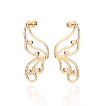 Maxi brinco borboleta banhado a ouro BRANCO 527332 Rommanel Maxi brinco borboleta banhado a ouro BRANCO 527332 Rommanel