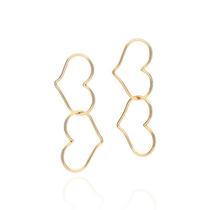 Maxi Brinco Corações Vazados Banhado a Ouro Rommanel 527287