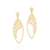 Maxi Brinco Flor E Flores Folheado Ouro Rommanel 527064