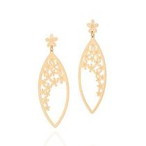 Maxi Brinco Flores Banhado A Ouro 18k Rommanel 527064