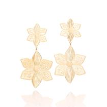 Maxi brinco flores banhado a ouro 527510