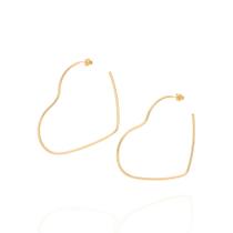 Maxi brinco meia argola coração folheado a ouro Cód. 526498