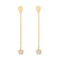 Maxi Brinco Rommanel Banhado A Ouro Palito Com Zircônia 8 MM 525200