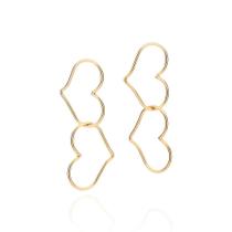 Maxi brinco rommanel corações banhado a ouro 18k