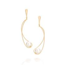 Maxi Brinco Rommanel Fol. Ouro Com Pérolas Sintéticas 526282