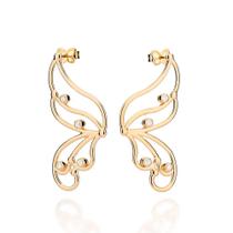 Maxi Brincos Rommanel Borboletas Com Zircônias Banhado Ouro 18k Maxi Brincos Rommanel Borboletas Com Zircônias Banhado Ouro 18k
