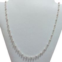 Maxi Colar Com Pérola E Cristais F. Ouro 18k 70 Cm Longo