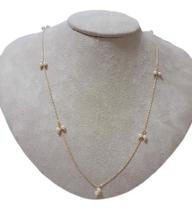 Maxi Colar Com Pingente Pérola Folheado Ouro 18k 80 Cm