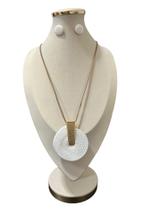 Maxi Colar Feminino Em Corda Kit Com Brinco Pedra Em Resina Maxi Colar Feminino Em Corda Kit Com Brinco Pedra Em Resina