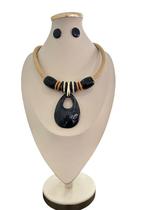 Maxi Colar Feminino Kit Com Brinco Gota Em Resina