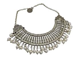 Maxi colar indiano em alpaca com pérolas