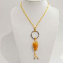 Maxi Colar Longo Feminino Amarelo Pêndulo Resina Feito à Mão Elegante 40-50cm Maxi Colar Longo Feminino Amarelo Pêndulo Resina Feito à Mão Elegante 40-50cm