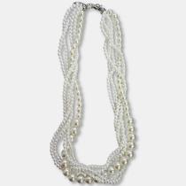 Maxi Colar Perólas e Cordas Trançadas