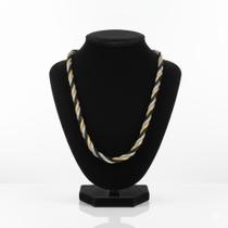 Maxi Colar Trançado Dourado, Preto e Prata