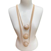 Maxi Colar Triplo Bolas Bege