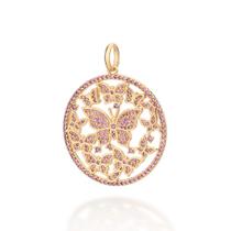Maxi Pingente Borboletas Com Zircônias Rommanel 542980 Cor:Dourado
