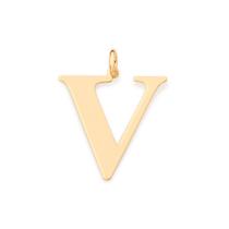 Maxi pingente letra folheado a ouro Letra v 542603 Rommanel Maxi pingente letra folheado a ouro Letra v 542603 Rommanel