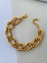 Maxi pulseiras banhada a ouro com corrente dupla trabalhada