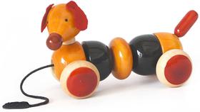 Maya Organic Handmade Wooden Bead &amp Pull Toy Dog Made Using Natural Colors for Toddlers 3 Years Year And Up, Helps in Early Education and Development BOVOW (VERMELHO)