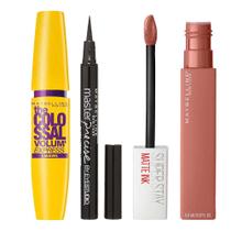 Maybelline Colossal Master Precise Matte Ink Kit Máscara de Cílios + Delineador + Batom