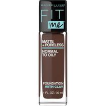 Maybelline Fit Me Matte + Poreless Liquid Foundation Makeup, Espresso, 1 fl oz Fundação Livre de Petróleo