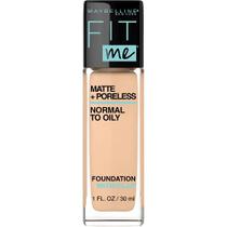 Maybelline Fit Me Matte + Poreless Liquid Foundation Maquiagem, Areia Macia, 1 fl oz Fundação Livre de Petróleo - Maybelline New York