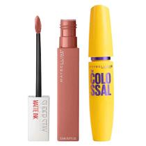 Maybelline Kit - Batom Líquido Longa Duração + Máscara de Cílios