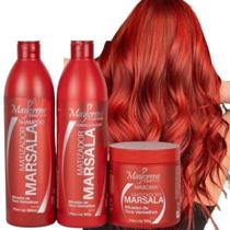 Maycrene Kit Marsala Para Cabelos Vermelhos Condicionador + Shampoo + Mascara 500g