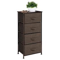 mDesign Tall Dresser Storage Tower Stand - Estrutura de aço resistente, top de madeira, 4 gaveta easy pull fabric bin - Organizador para quarto, corredor, entrada, armário - impressão texturizada - Expresso Marrom