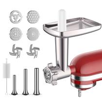 Meat Grinder KitchenAid, Metal Meat Grinder Attachment for KitchenAid Stand Mixer Inclui 4 placas de moagem, 3 tubos de recheio de salsicha, 2 lâminas de moagem, moedor de carne anexo por COFUN