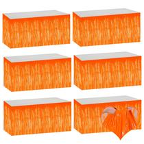 Mebiornt Set de 6 Faldas de Mesa con Flecos Metálicos Naranja Brillante 74x274 cm