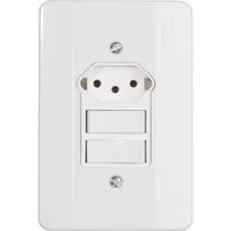 Mec-tronic - conjunto 4x2 - 2 interruptores simples + 1 tomada 2p+t 10a Mec-tronic - conjunto 4x2 - 2 interruptores simples + 1 tomada 2p+t 10a