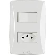 Mec-tronic petra - conjunto 4x2 - 1 tomada 10a + 1 interruptor simples Mec-tronic petra - conjunto 4x2 - 1 tomada 10a + 1 interruptor simples