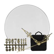 Mecanismo Para Relógios Com Ponteiros Dourado Kit 5 Peças + Base Redonda